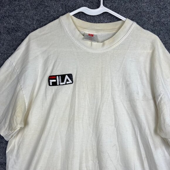 Vintage Hanes Fila White CrewNeck T-shirt Single Stitch Made in USA Size L - Picture 3 of 10